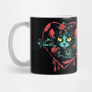Valentine Spooky Cats and Blood Mug